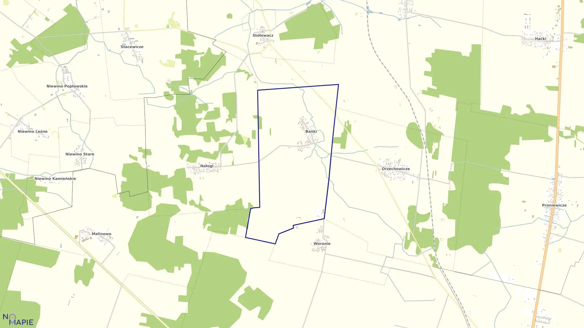 Mapa obrębu BAŃKI w gminie Bielsk Podlaski