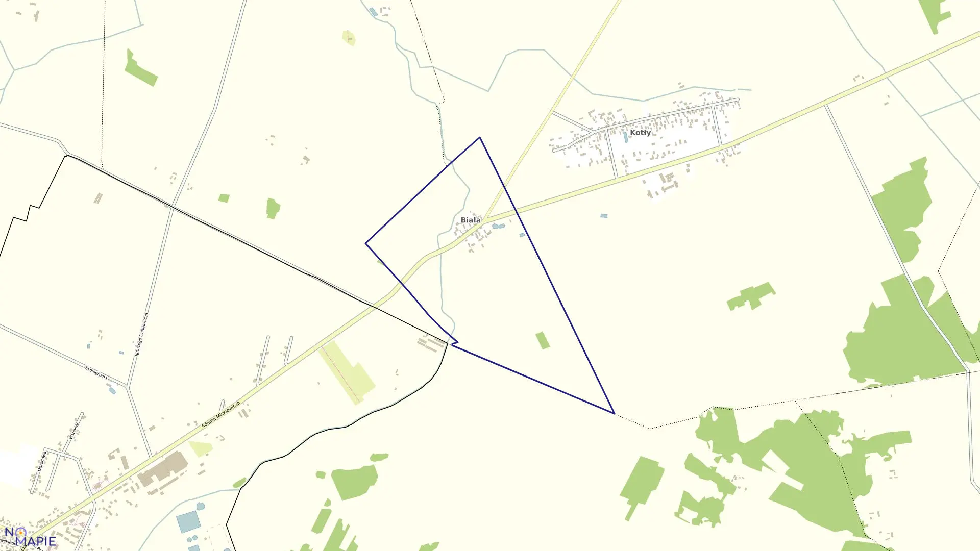 Mapa obrębu BIAŁA w gminie Bielsk Podlaski
