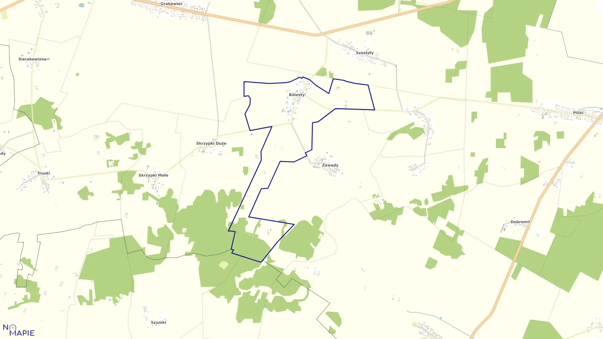 Mapa obrębu BOLESTY w gminie Bielsk Podlaski