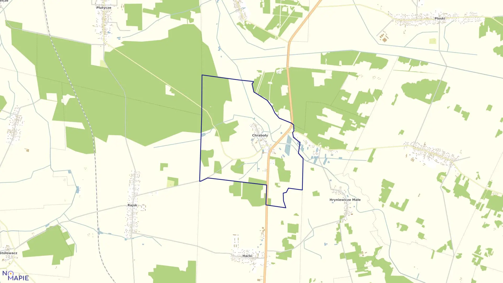 Mapa obrębu CHRABOŁY w gminie Bielsk Podlaski