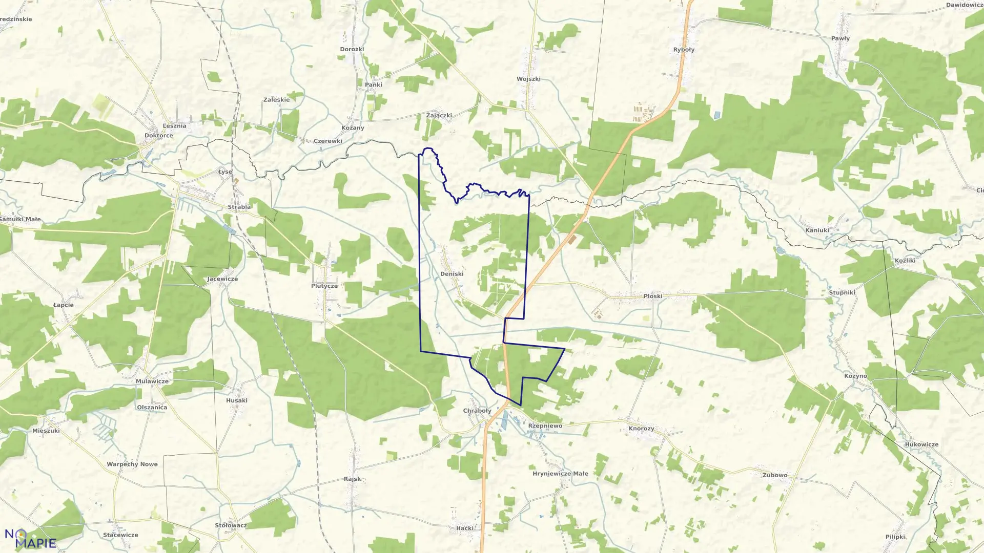 Mapa obrębu DENISKI w gminie Bielsk Podlaski