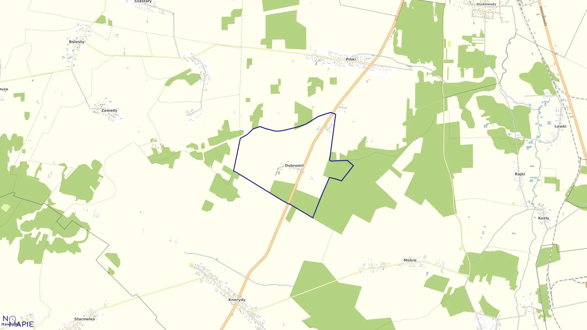 Mapa obrębu DOBROMIL w gminie Bielsk Podlaski