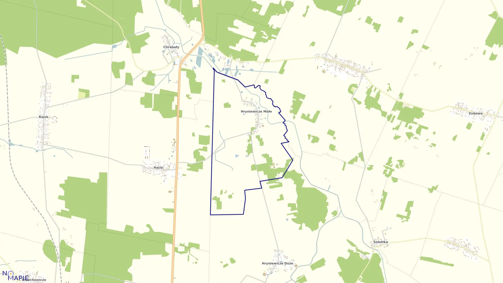 Mapa obrębu HRYNIEWICZE MAŁE w gminie Bielsk Podlaski