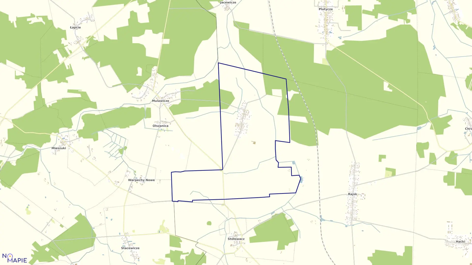 Mapa obrębu HUSAKI w gminie Bielsk Podlaski