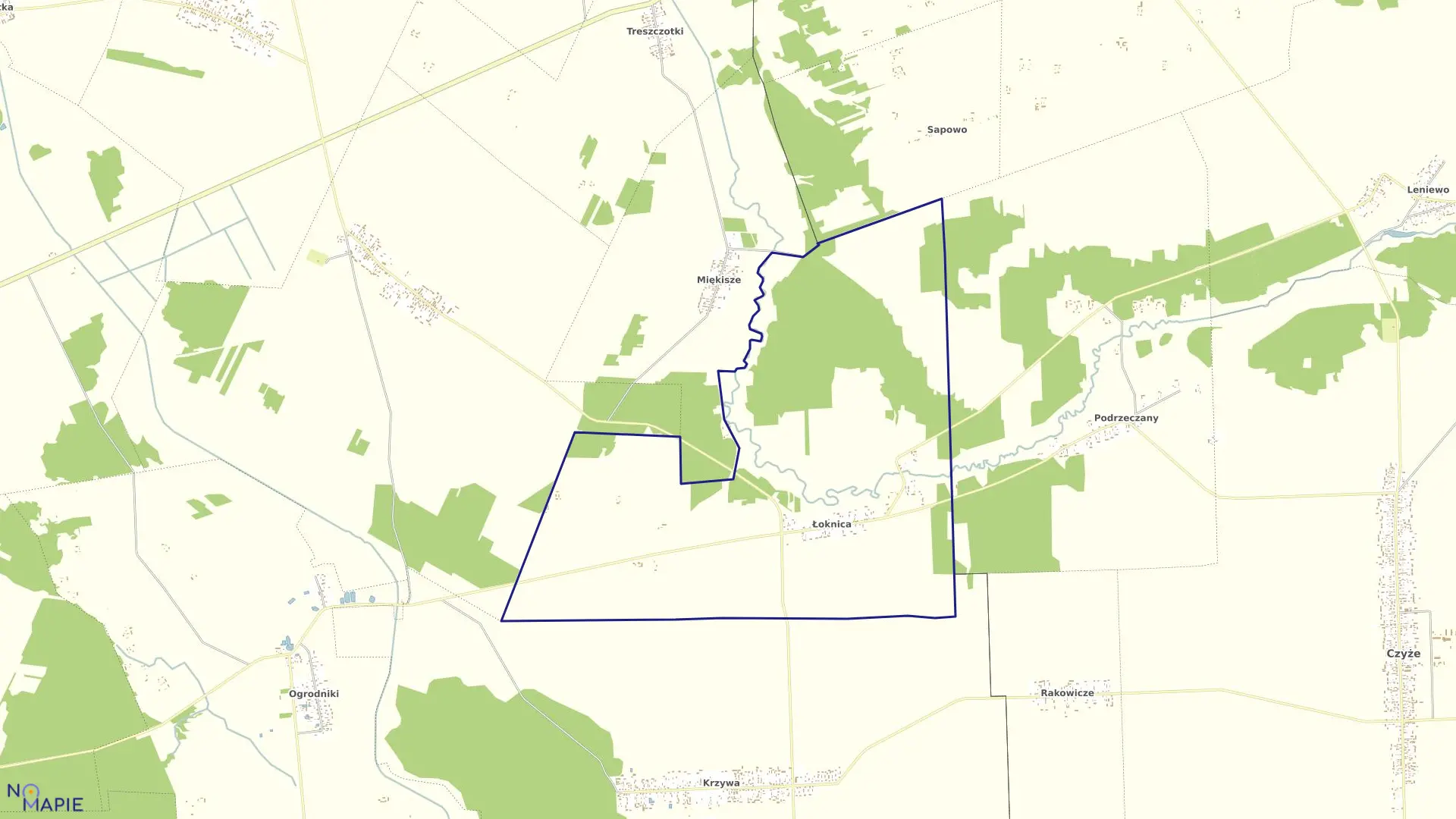 Mapa obrębu ŁOKNICA w gminie Bielsk Podlaski