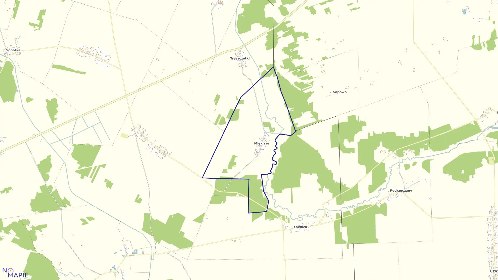 Mapa obrębu MIĘKISZE w gminie Bielsk Podlaski