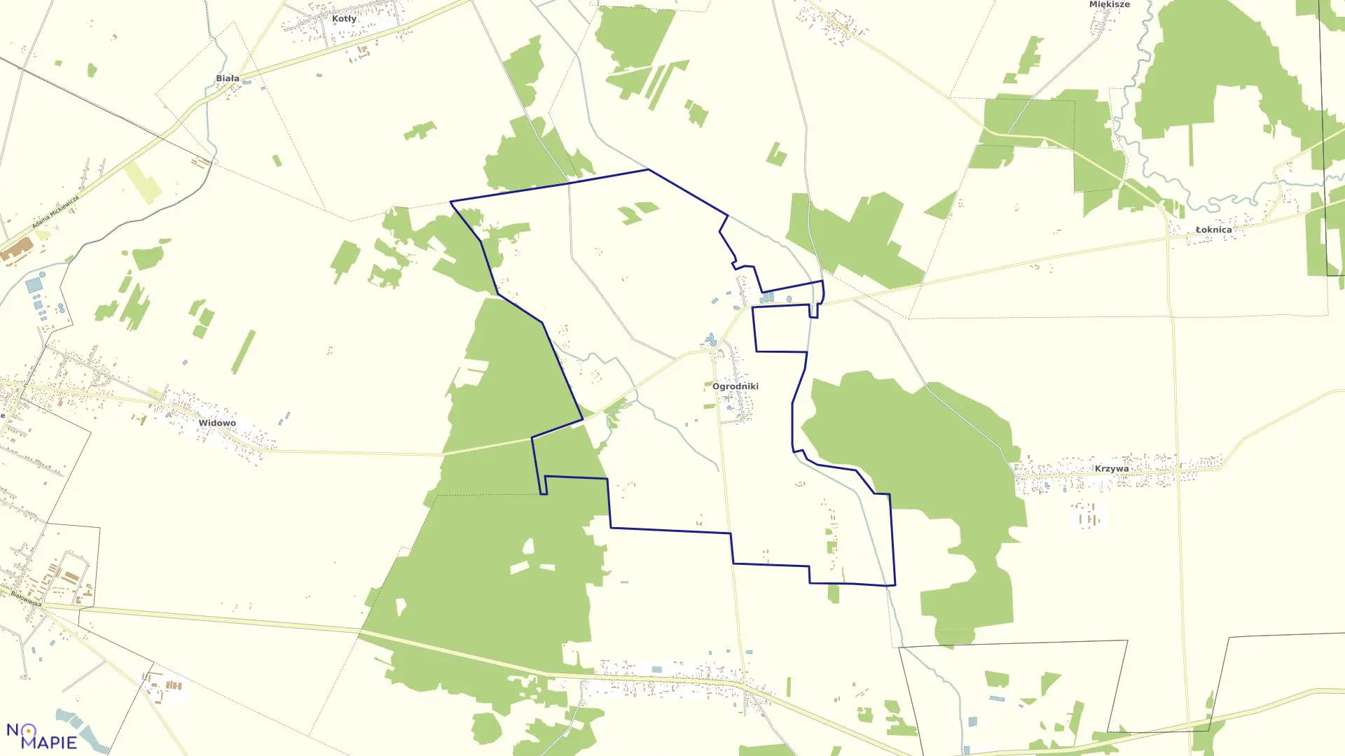 Mapa obrębu OGRODNIKI w gminie Bielsk Podlaski