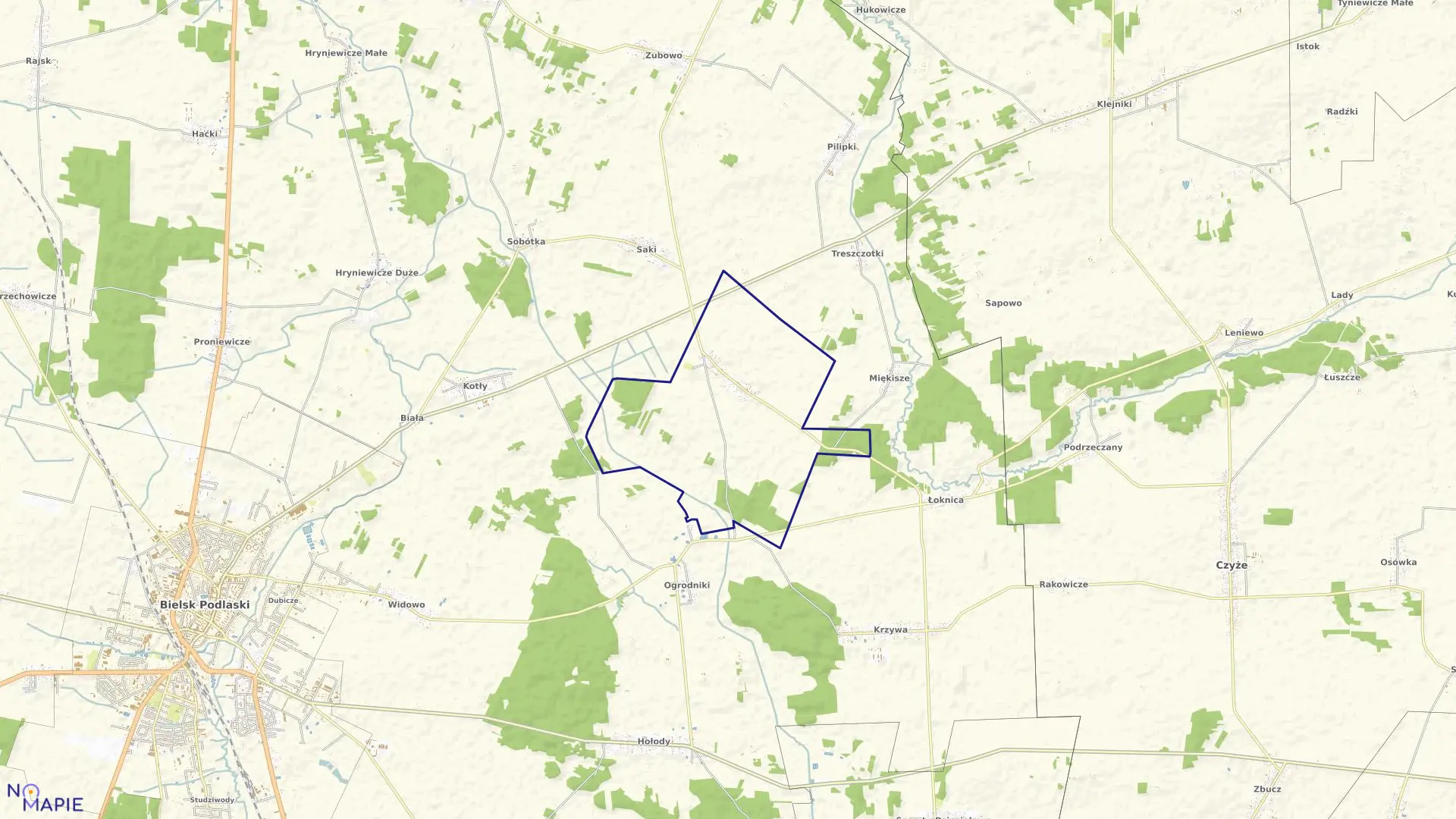 Mapa obrębu PASYNKI w gminie Bielsk Podlaski