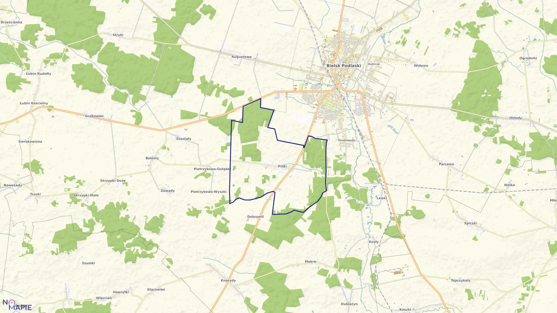 Mapa obrębu PILIKI w gminie Bielsk Podlaski